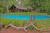 The restaurant overlooks the pool 